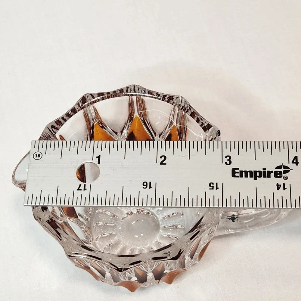 French‎ Cut Crystal Amber Diamonds Creamer Vintage